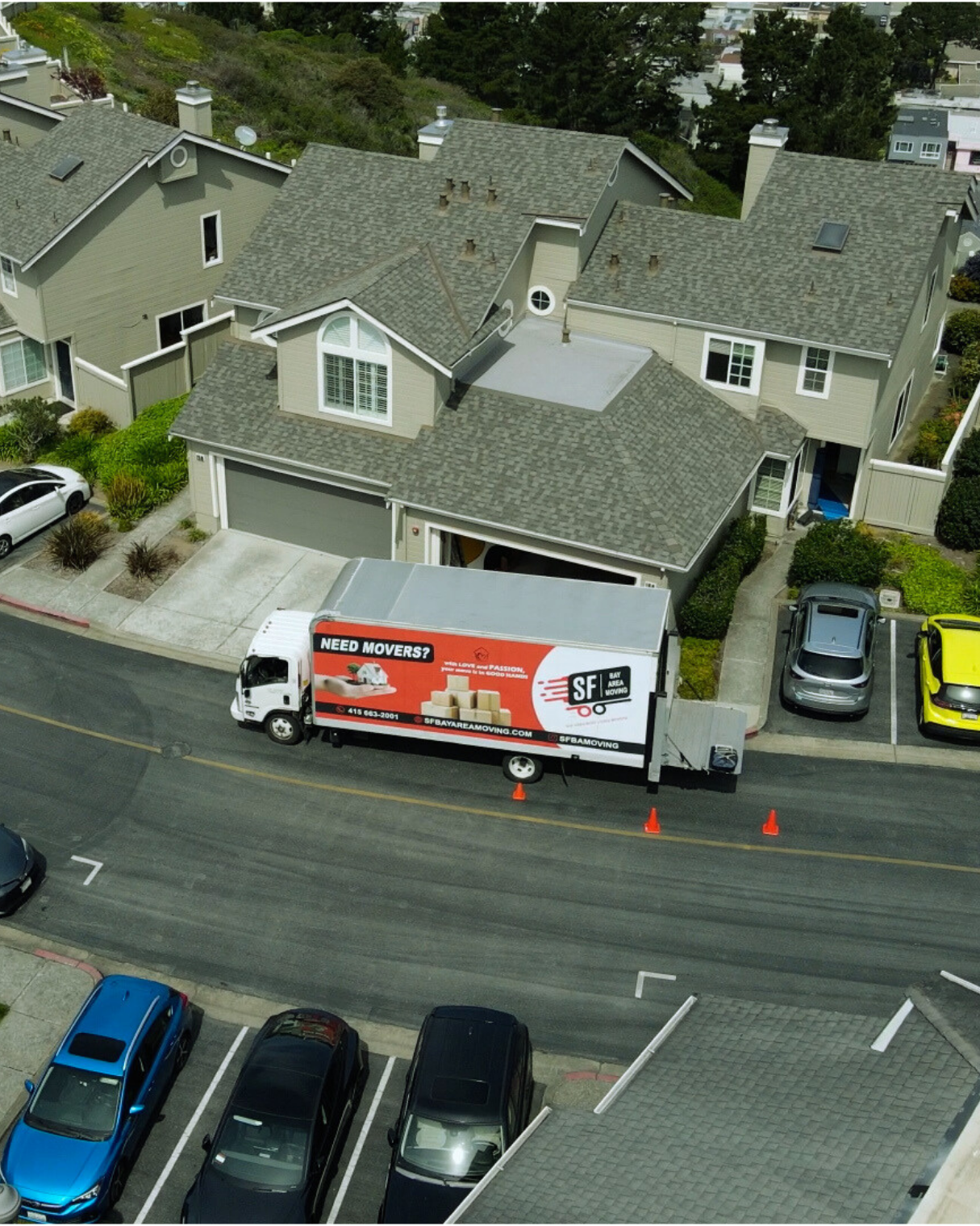 SF Bay Area Moving truck parked in front of a home during a residential move