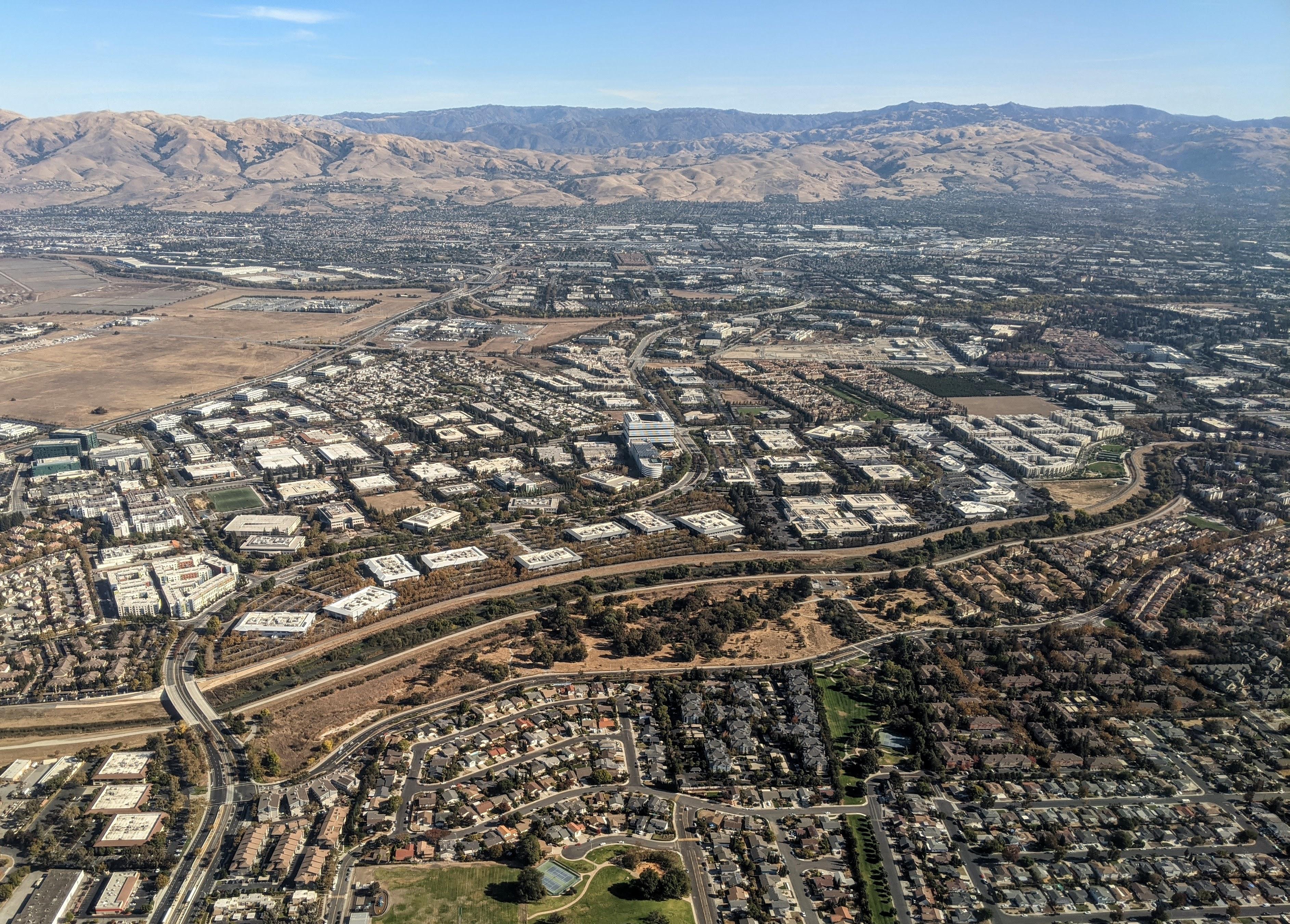 Aerial view of Ulistac Natural Area in Santa Clara California