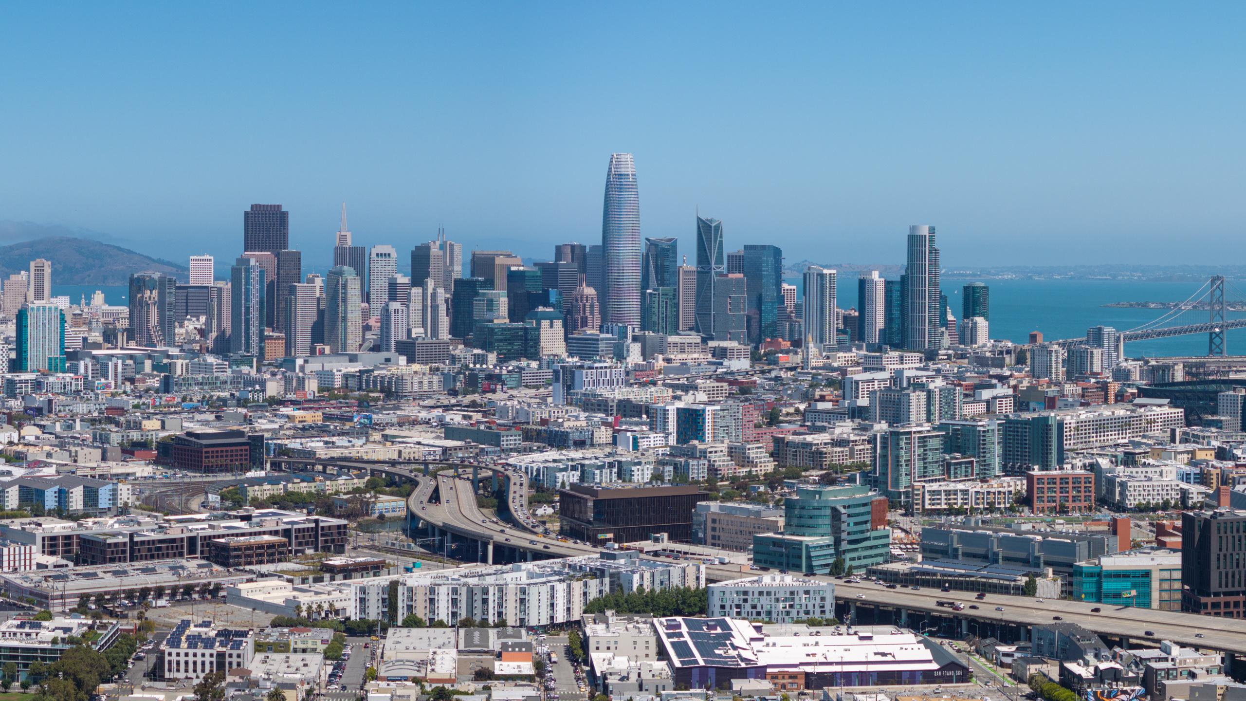 Aerial view of downtown San Francisco in the Bay Area